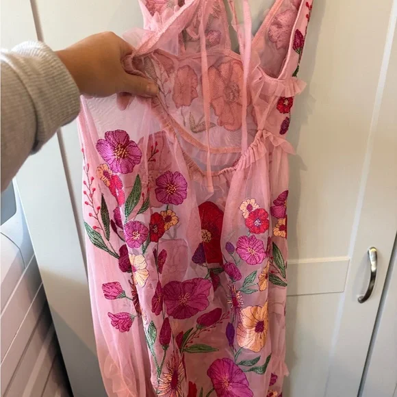 For Love And Lemons Pink Floral Mesh Backless Dress **MISSING THE SLIP*** - Picture 9 of 13